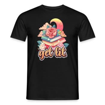 Get Lit Book Lover Bookworm and Reader - Men's T-Shirt - black - Front - AI Model Male 178 light (178cm)
