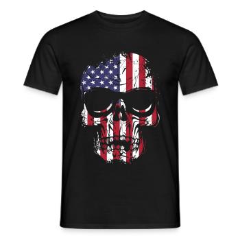 US Flaggen Schädel mit Sonnenbrille - Männer T-Shirt - Schwarz - Vorne - AI Model Male 178 light (178cm)