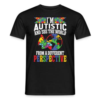 Autism Autistic World From Different Perspective - Men's T-Shirt - black - Front - AI Model Male 178 light (178cm)
