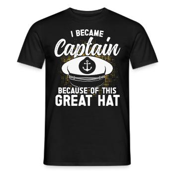 Captain Captain Because Of This has ship boat - Men's T-Shirt - black - Front - AI Model Male 178 light (178cm)