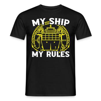 Capitaine Mon navire Mes règles Bateau Bateau Voile - T-shirt homme - noir - Devant - AI Model Male 178 light (178cm)