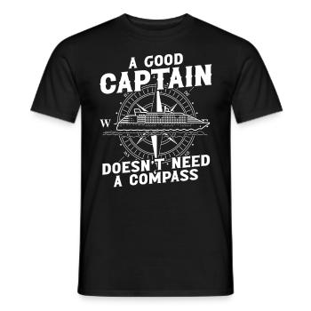 Captain A Good Captain Doesn't Need Compass Ship - Men's T-Shirt - black - Front - AI Model Male 178 light (178cm)