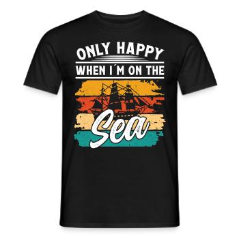 Captain Only Happy When I ́m On The Sea Ship Boat - Men's T-Shirt - black - Front - AI Model Male 178 light (178cm)