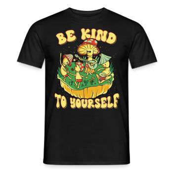 Hippie Mushroomhead Soyez gentil avec vous-même - T-shirt homme - noir - Devant - AI Model Male 178 light (178cm)