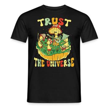 Hippie Mushroomhead Trust The Universe - Men's T-Shirt - black - Front - AI Model Male 178 light (178cm)