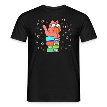 Katzenfans Book lover Katzenliebhaber Leseratte - Männer T-Shirt - Schwarz - Vorne - AI Model Male 178 light (178cm)
