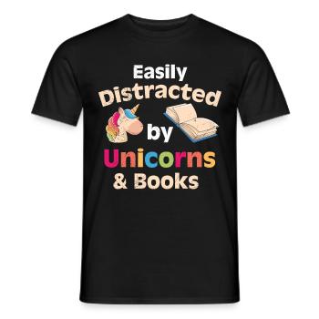 Amateurs de livres Facile à distraire par les licornes - T-shirt homme - noir - Devant - AI Model Male 178 light (178cm)