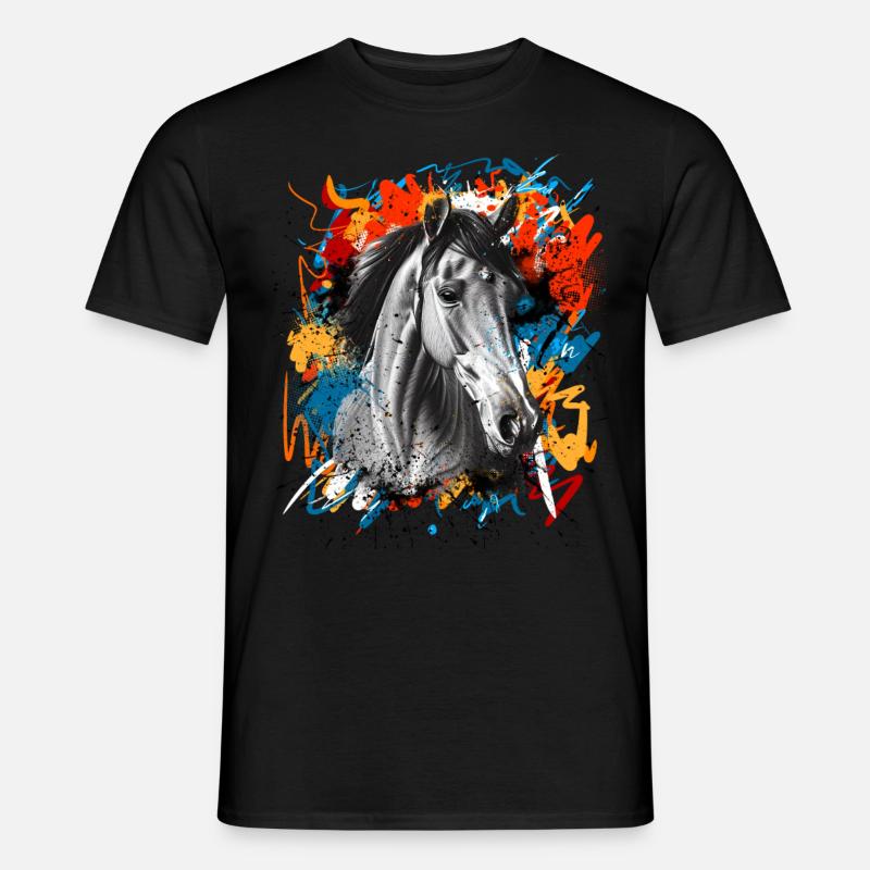 Pferd - Männer T-Shirt - Schwarz