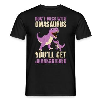 Oma Dont mess with Omasaurus Großmutter Dino - Männer T-Shirt - Schwarz - Vorne - AI Model Male 178 light (178cm)