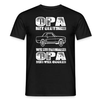 Opa Mit Oldtimer Wie Ein Normaler Opa Nur Cooler - Männer T-Shirt - Schwarz - Vorne - AI Model Male 178 light (178cm)