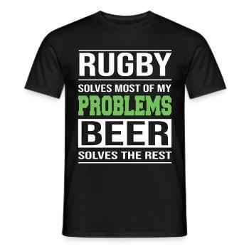 Rugby solves Most of my Problems - Männer T-Shirt - Schwarz - Vorne - AI Model Male 178 light (178cm)