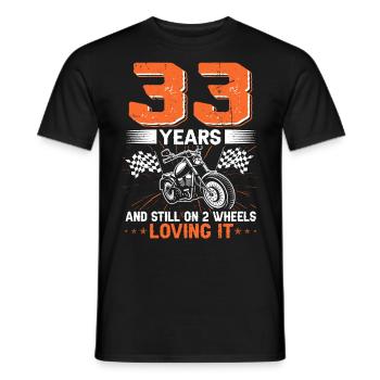 33 ans et toujours sur 2 roues 33e anniversaire - T-shirt homme - noir - Devant - AI Model Male 178 light (178cm)