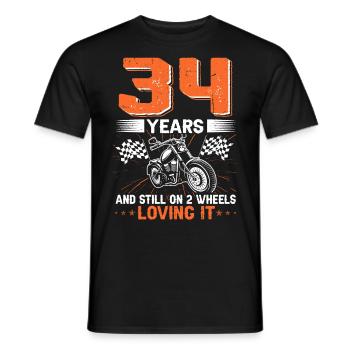 34 ans et toujours sur 2 roues 34e anniversaire - T-shirt homme - noir - Devant - AI Model Male 178 light (178cm)