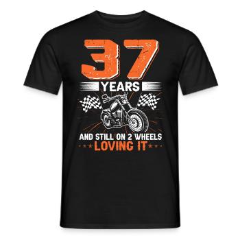 37 ans et toujours sur 2 roues 37e anniversaire - T-shirt homme - noir - Devant - AI Model Male 178 light (178cm)