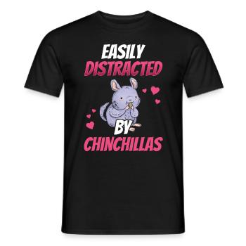 Abgelenkt durch Chinchilla Nagetier Wollmaus - Männer T-Shirt - Schwarz - Vorne - AI Model Male 178 light (178cm)