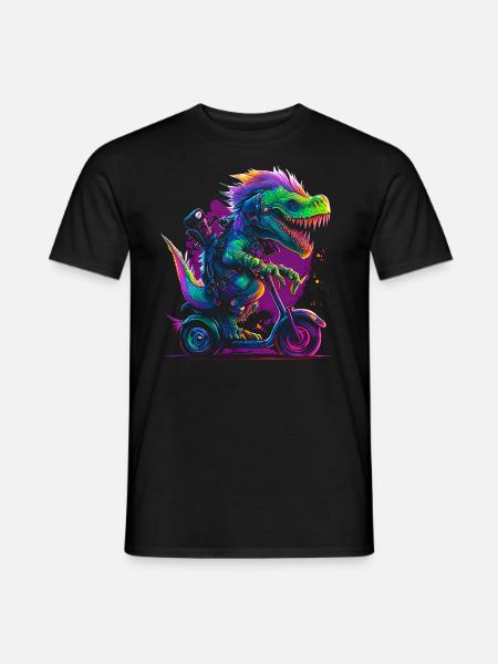 Punk-Dino auf Tour: Das ultimative Abenteuer-Shirt - Männer T-Shirt - Schwarz