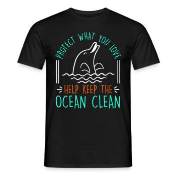 Keep it Clean Save the Ocean Artenschutz Umwelt - Männer T-Shirt - Schwarz - Vorne - AI Model Male 178 light (178cm)