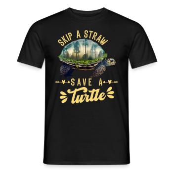 Save the turtles Environmental protection ocean - Men's T-Shirt - black - Front - AI Model Male 178 light (178cm)