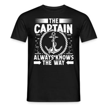 Captain Captain Always Knows The Way Ship Boat - Men's T-Shirt - black - Front - AI Model Male 178 light (178cm)