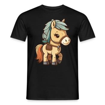 Cute horse for school beginners and kindergarten children - Men's T-Shirt - black - Front - AI Model Male 178 light (178cm)