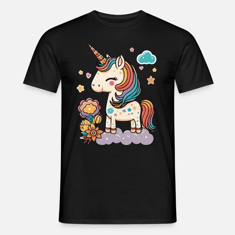 Süßes magisches Einhorn - Kindergarten und Schule - Männer T-Shirt - Schwarz