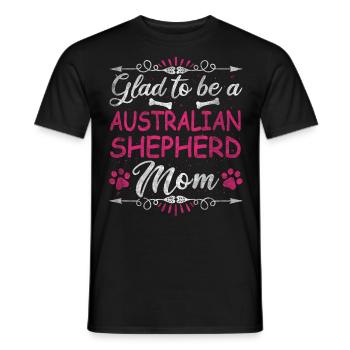 Maman chienne heureuse d’être une maman berger australien - T-shirt homme - noir - Devant - AI Model Male 178 light (178cm)