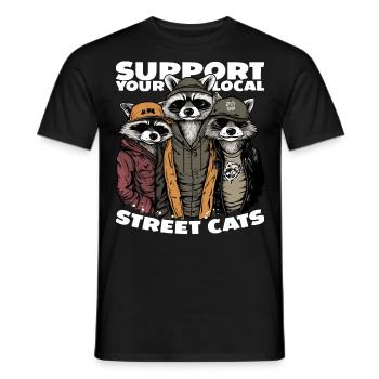 Support Your Local Street Cats Raccoon Opossum - Men's T-Shirt - black - Front - AI Model Male 178 light (178cm)