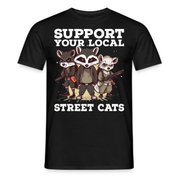 Support Your Local Street Cats Raccoon Opossum - Men's T-Shirt - black - Front - AI Model Male 178 light (178cm)