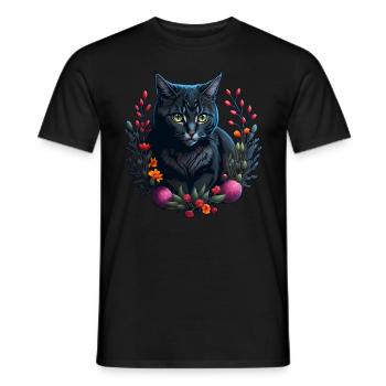 cute cat in easter & spring style cats - Men's T-Shirt - black - Front - AI Model Male 178 light (178cm)