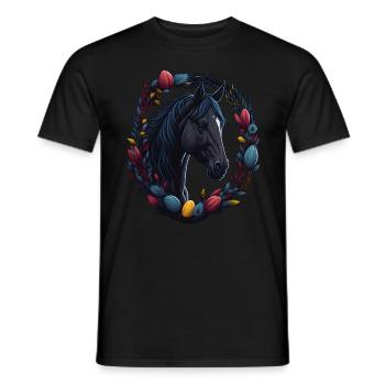 Reiten mit süßes Pferd an Ostern & Frühling Pferd - Männer T-Shirt - Schwarz - Vorne - AI Model Male 178 light (178cm)
