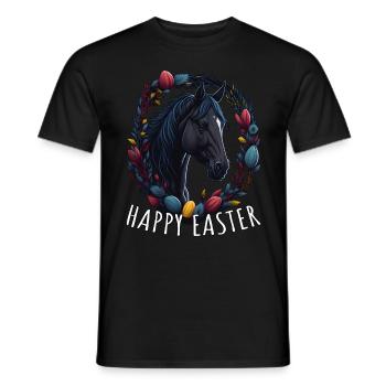 Reiten mit süßes Pferd Happy Easter Pferd - Männer T-Shirt - Schwarz - Vorne - AI Model Male 178 light (178cm)