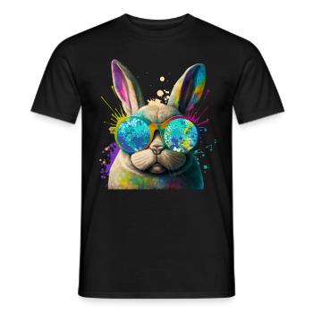 Hasengesicht Cooler Osterhase mit Brille - Männer T-Shirt - Schwarz - Vorne - AI Model Male 178 light (178cm)