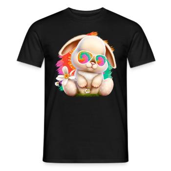 Lapin de Pâques avec lunettes Lapin mignon lapins colorés - T-shirt homme - noir - Devant - AI Model Male 178 light (178cm)