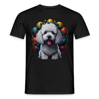 Beau caniche chien Pâques printemps caniche - T-shirt homme - noir - Devant - AI Model Male 178 light (178cm)