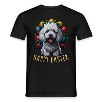 Beau caniche chien Pâques Printemps Happy Easter - T-shirt homme - noir - Devant - AI Model Male 178 light (178cm)