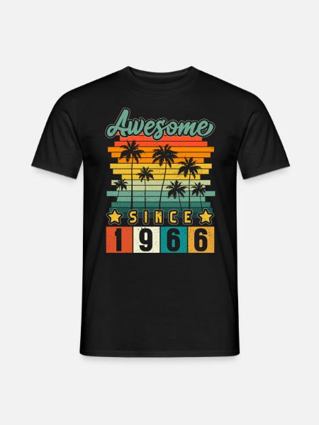 1966 Geboren Geburtstag Geburtsjahr Vintage - Männer T-Shirt - Schwarz