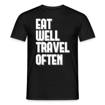Bien manger Voyager souvent Touriste Voyageur du Monde - T-shirt homme - noir - Devant - AI Model Male 178 light (178cm)