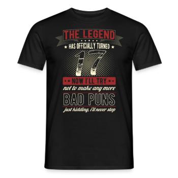 The legend officially 17 years 17th birthday - Men's T-Shirt - black - Front - AI Model Male 178 light (178cm)