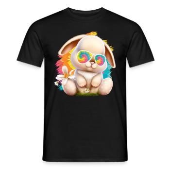 Lapin de Pâques avec lunettes Lapin mignon lapins colorés - T-shirt homme - noir - Devant - AI Model Male 178 light (178cm)