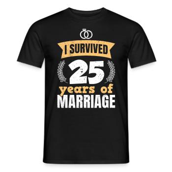 25 ans de mariage ont survécu au 25e anniversaire de mariage - T-shirt homme - noir - Devant - AI Model Male 178 light (178cm)