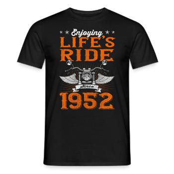 Enjoying Life's Ride Since 1952 Motorcycle 71th - Men's T-Shirt - black - Front - AI Model Male 178 light (178cm)