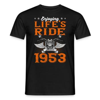 Enjoying Life's Ride Since 1953 Motorcycle 70th - Männer T-Shirt - Schwarz - Vorne - AI Model Male 178 light (178cm)