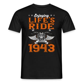 Enjoying Life's Ride Since 1943 Motorcycle 80th - Männer T-Shirt - Schwarz - Vorne - AI Model Male 178 light (178cm)