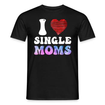 I love Single Moms Party Malle Single Men - Men's T-Shirt - black - Front - AI Model Male 178 light (178cm)