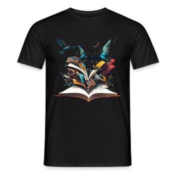 Book lover reading makes bookworm books strong - Men's T-Shirt - black - Front - AI Model Male 178 light (178cm)