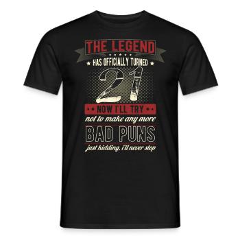 The legend officially 21 years 21st birthday - Men's T-Shirt - black - Front - AI Model Male 178 light (178cm)