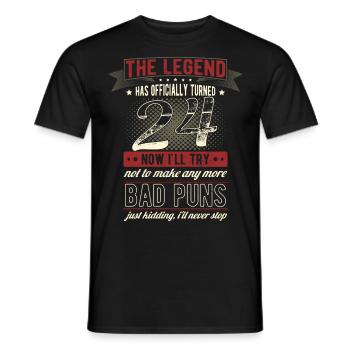 Die Legende Offiziell 24 Jahre 24. Geburtstag - Männer T-Shirt - Schwarz - Vorne - AI Model Male 178 light (178cm)