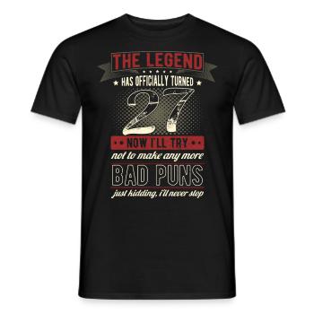 La légende officiellement 27 ans 27e anniversaire - T-shirt homme - noir - Devant - AI Model Male 178 light (178cm)