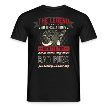 The legend officially 37 years 37th birthday - Men's T-Shirt - black - Front - AI Model Male 178 light (178cm)