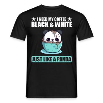 I Need My Coffee Black and White Just Like a Panda - Men's T-Shirt - black - Front - AI Model Male 178 light (178cm)
